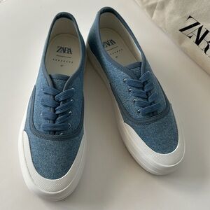 Zara Denim Light Women’s Blue Casual Sneakers Size 6.5